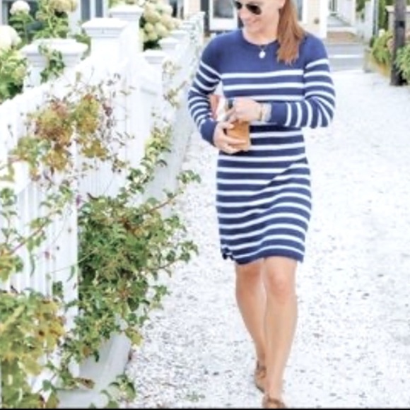 Sail to Sable Dresses & Skirts - SAIL TO SABLE Nautical Stripe Navy White Sweater Dress Size M